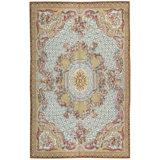 Hand-Knotted High-Quality Ivory and Gold Area Rug