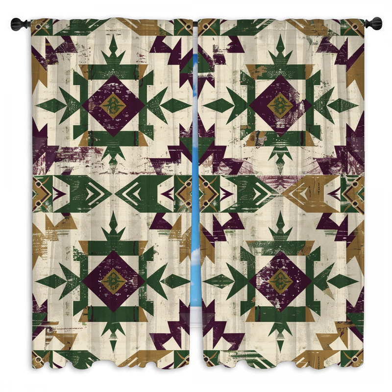 Rideaux de fenêtre à motif géométrique Southwest, 40 po x 60 po - 2 panneaux, Obscurcissement de chambre