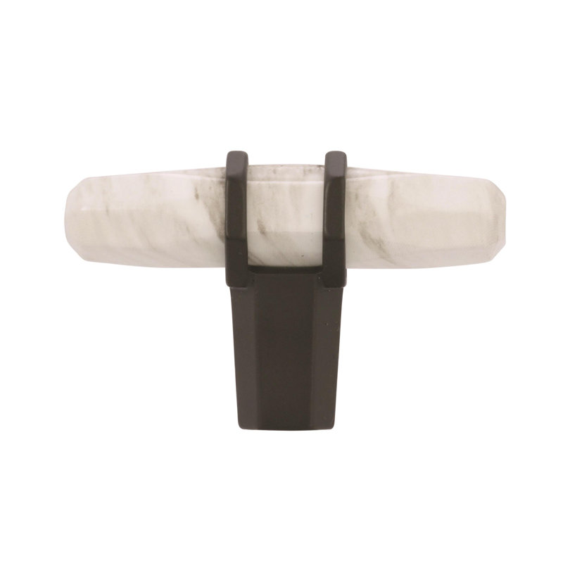 Marble White and Matte Bronze T-Handle Cabinet Knob