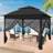 11 Ft. W x 11 Ft. D Outdoor Pop Up Soft Top Steel Patio Gazebo with Netting-114498942