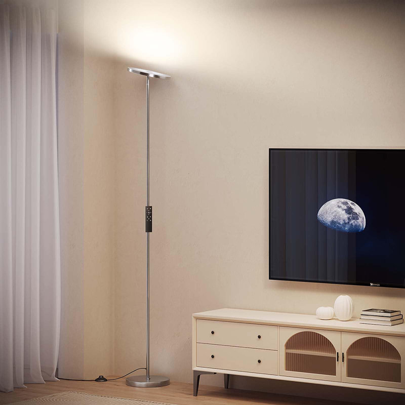 Lampe sur pied à DEL super brillante avec télécommande, Argent argent