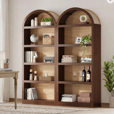 68.8" Tall Arched Bookcase with Adjustable Shelves, Narrow Wooden Bookshelf, 7 Tier Freestanding Storage Display Shelf for Living Room, Bedroom, Entryway