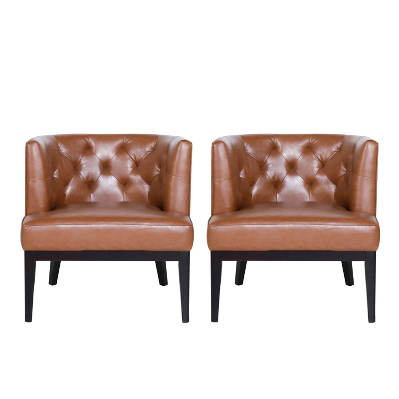Fauteuil club Arcella Anjlee, Similicuir cognac