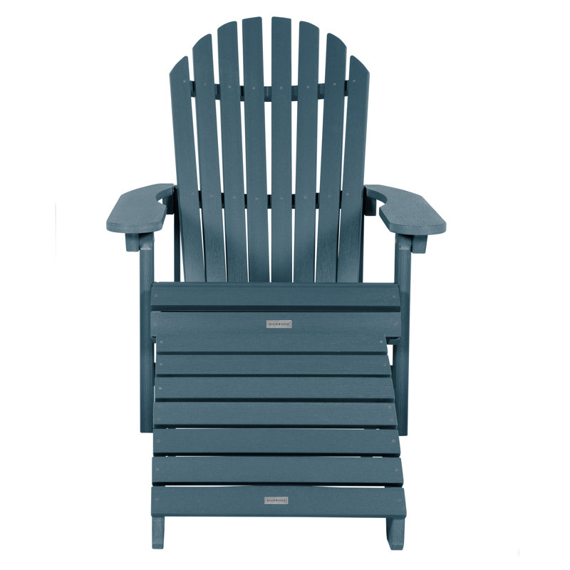 Anette Outdoor Adirondack Chair With Ottoman, Nantucket Blue