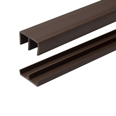 1/2" Panel Sliding Door Track – 48" Brown Plastic Upper & Lower Set, Pack Of 3 – Outwater