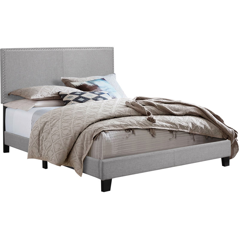 Hazelynn Upholstered Bed, King, Gray Polyester