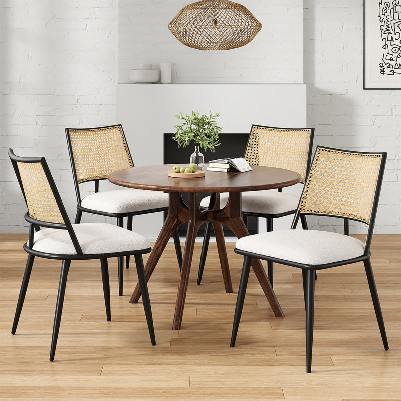 Fabric Upholstered Side Dining Chairs, Light Gray