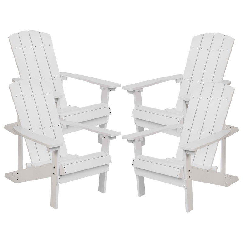 Balasi Outdoor All-Weather Poly Resin Wood Adirondack Chairs, White