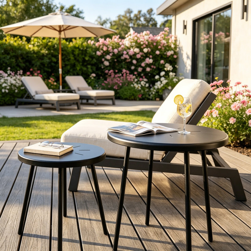 Ensemble de 2 tables de bout pour l'extérieur avec lumière DEL