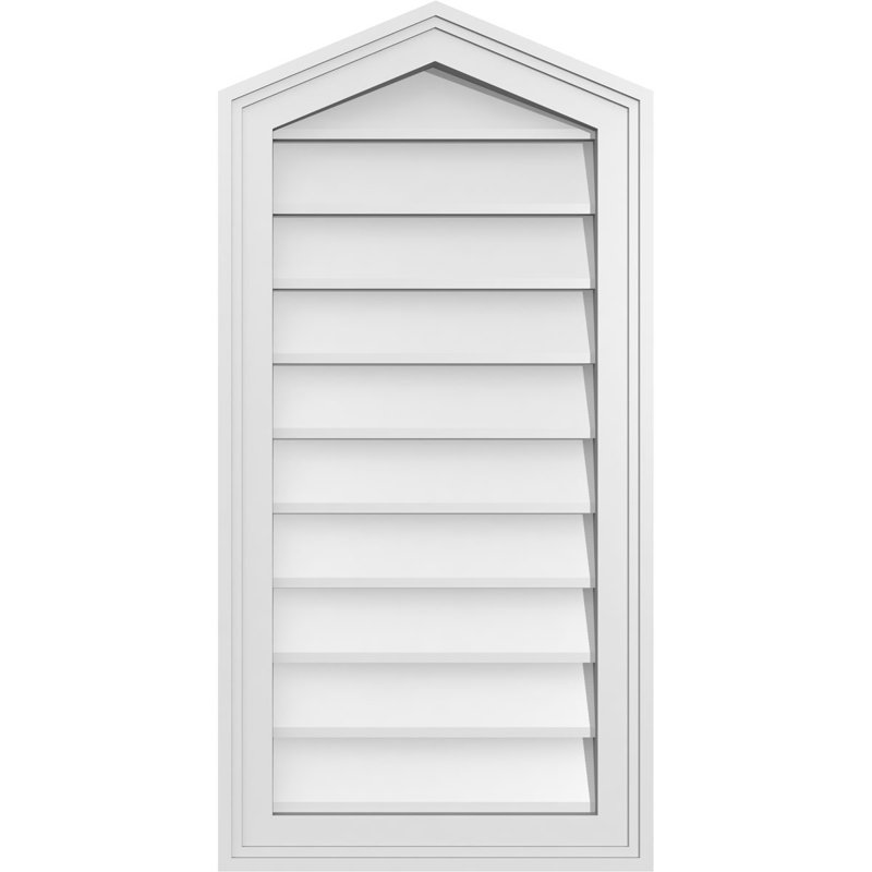 Peaked Top Surface Mount Signature Urethane Non-Functional Gable Vent 5/12 Pitch Primed Tan, 32" H x 16" W x 1.5" D