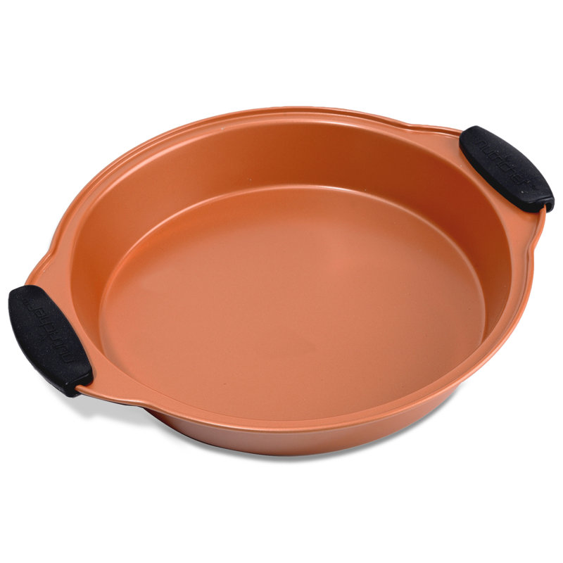 Plat de cuisson antiadhésif rond - Plat de cuisson antiadhésif en acier au carbone avec poignées en silicone bleu, compatible avec les modèles: NCSBS54S, NCSBS52S (cuivre)