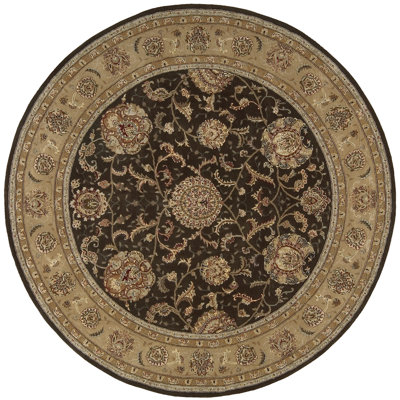 Gilta Rectangle Oriental Handmade Wool Area Rug in Black/Brown