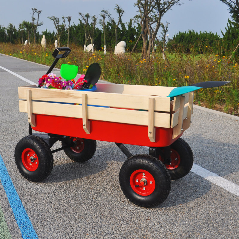 Wood Railing Wagon Tailgating Game, Red