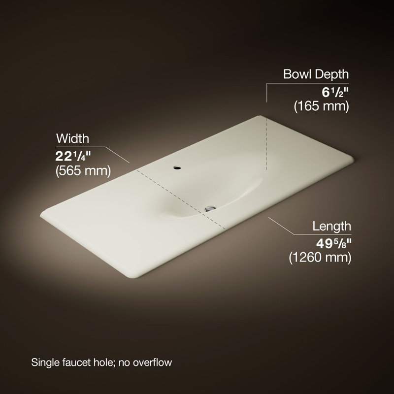 Iron Impressions® 50" Single Bathroom Vanity Top, Biscuit, Single