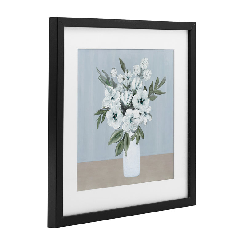 «Cerulean & White Blooms», reproduction encadrée sous verre, conception de Marilyn Dunlap, H 13 po x l 13 po