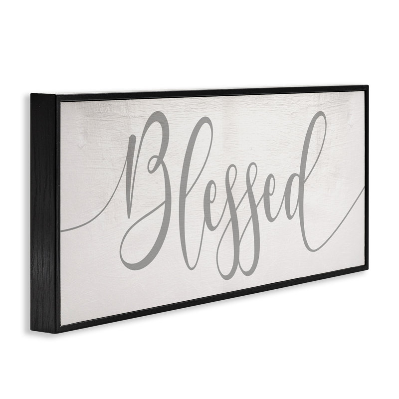 Soft Blessed Typography Giclee Art by Daphne Polselli, Midnight Black Framed Giclee, 10" H x 24" W