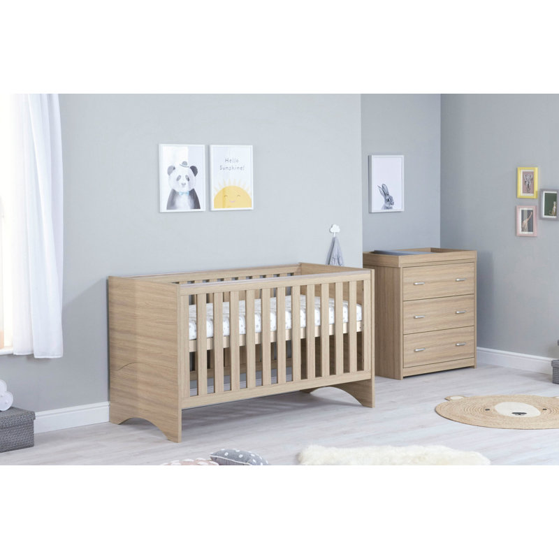 Veni Cot Bed 2-Piece Nursery Furniture Set, Oak