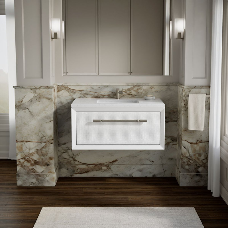 Enivo 36" Wall-Hung Bathroom Vanity Cabinet, White