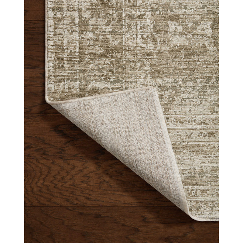 Khaki and Beige Rectangular Synthetic Easy Care Rug 3'-9" x 5'-9"