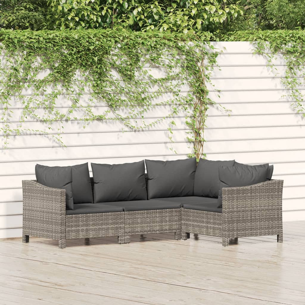 4-Sitzer Lounge-Set Bansil aus Rattan mit Polster