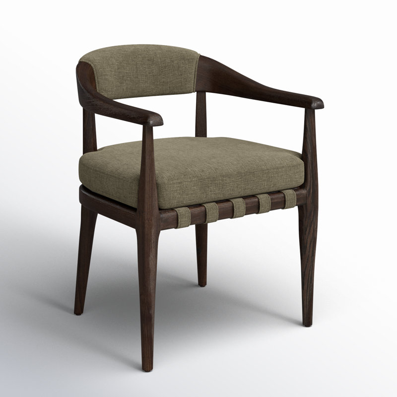 Dane Leather Upholstered Arm Chair, Laken Stone Linen