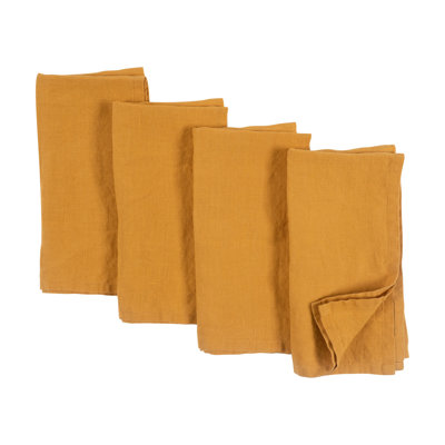 Alvia 100% Stone Washed Linen Napkins, 20" x 20"