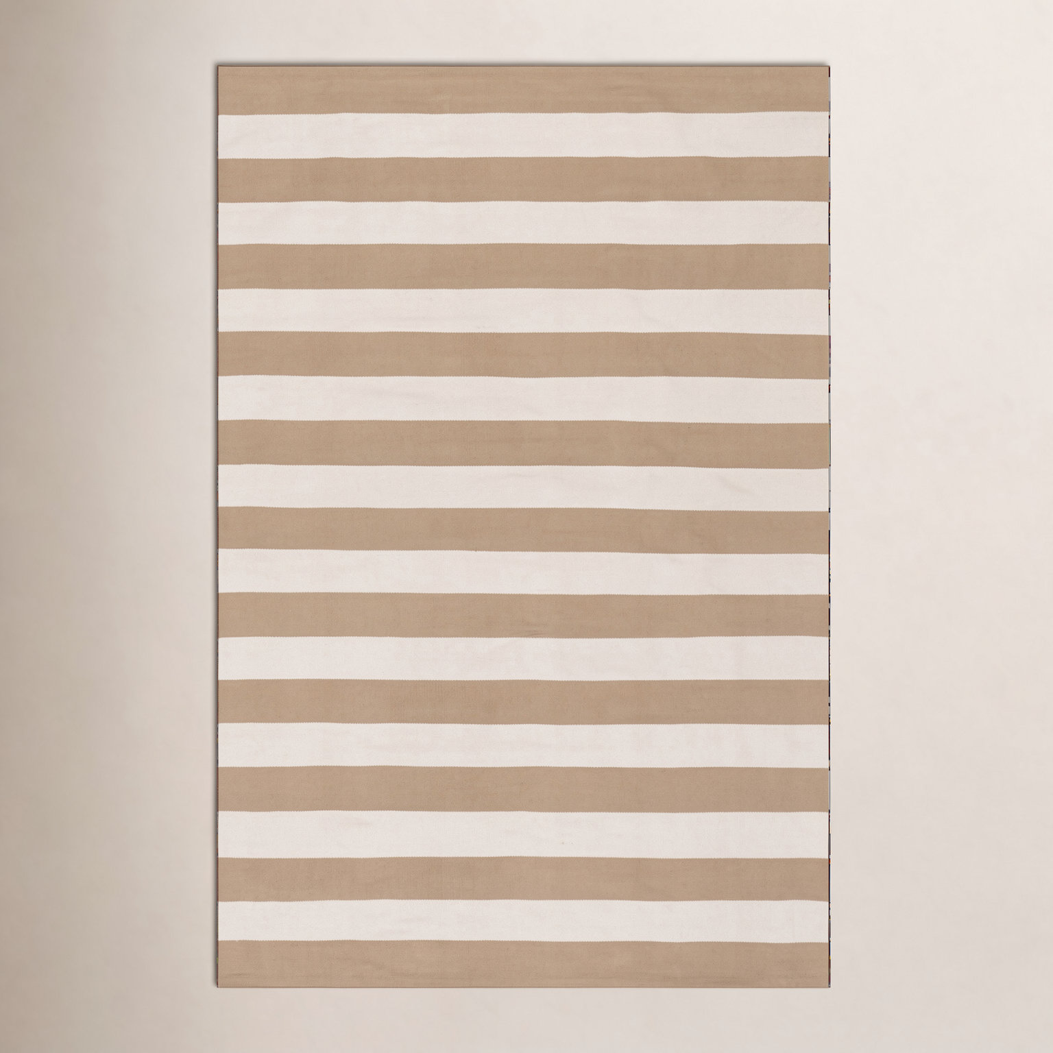 Khaki Hand-Woven Striped Outdoor Rug, Rectangle 2' x 3'