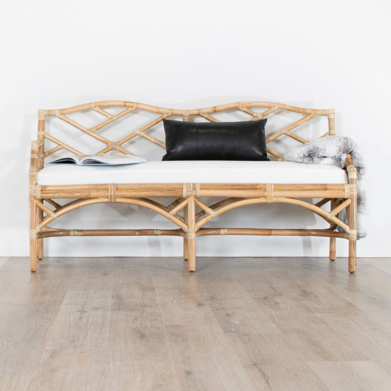 Chippendale Upholstered Bench, Natural