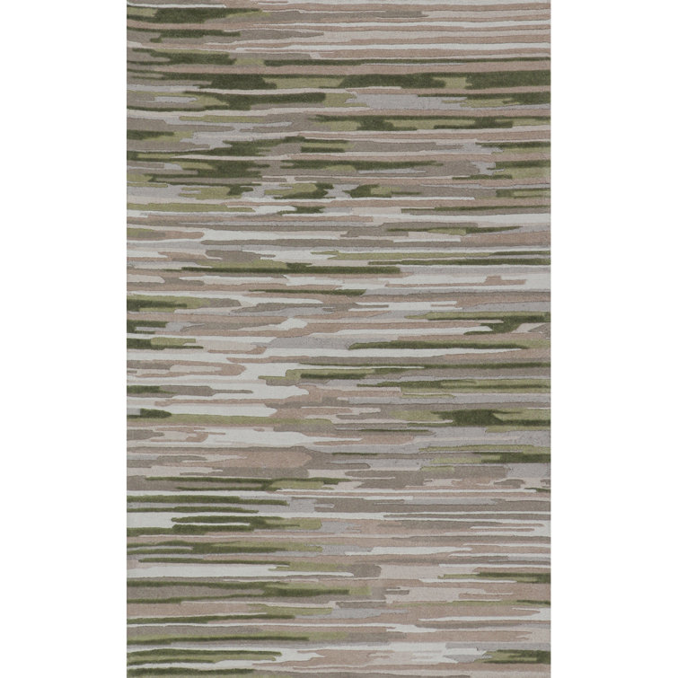 Hand-Tufted Indoor Rug Abstract Stripe Brown/Beige/Green