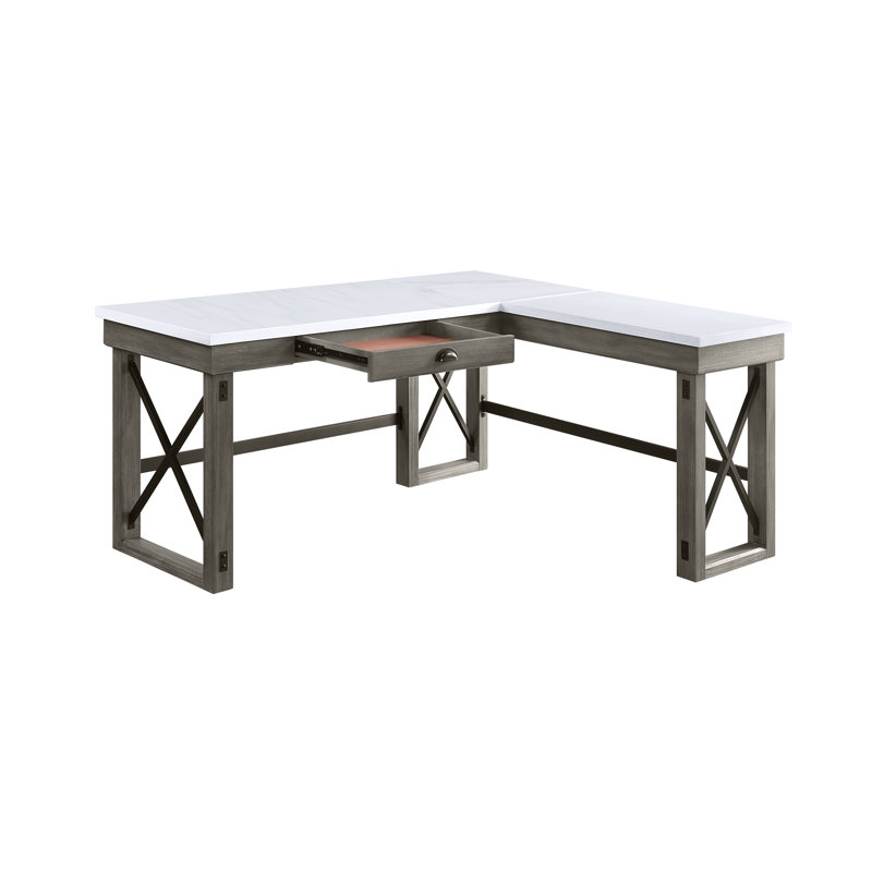 Bureau d'écriture avec plateau relevable Devaansh, Blanc / gris foncé
