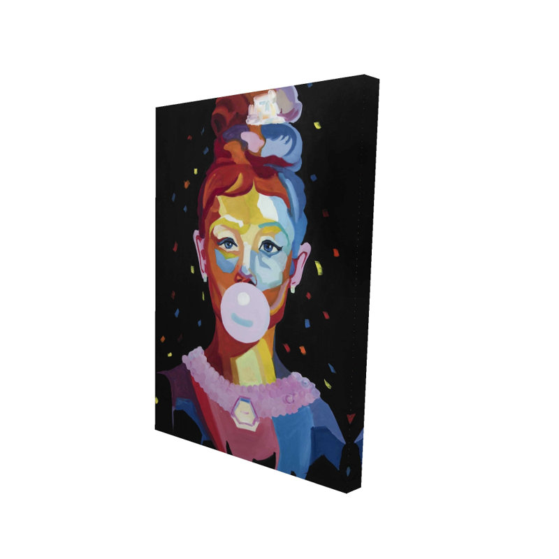 Portrait coloré de Audrey Hepburn - décor de toile gomme à bulles