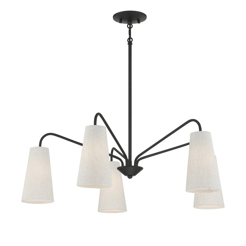 Cher 5-Light Chandelier, Noir, Blanc cassé / taches brunes