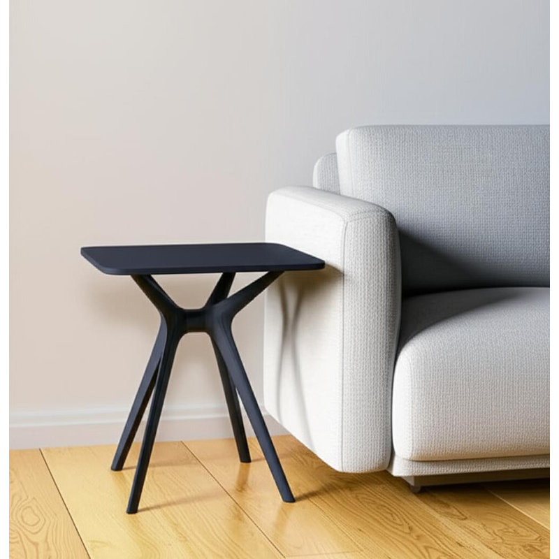Table de bout carrée en plastique noir 27 po