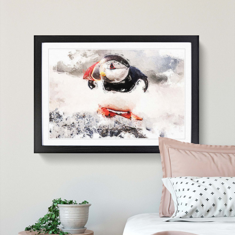 Atlantic Puffin - Framed Print, Black Framed, 33cm H x 45cm W x 2cm D