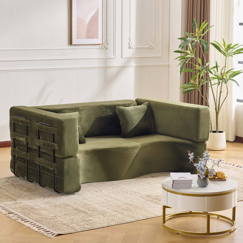 Canapé-lit pliant de 71 pouces avec base en mousse haute densité, futon convertible pour le salon, la chambre d'amis ou la chambre à coucher.