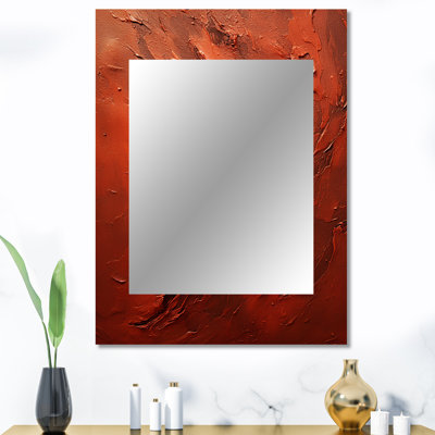 Bitterweet Brushwork I - grand miroir abstrait à collage, miroir mural décoratif moderne, impression d'art en métal