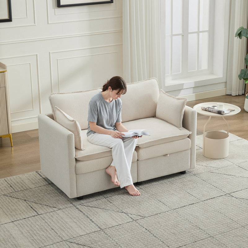 Canapé modulaire avec rangement 55,4 po, Beige
