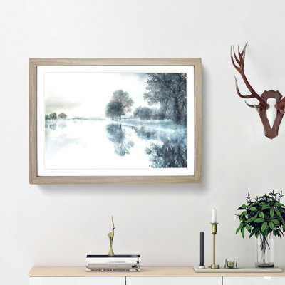 Trees Reflecting in a Lake at Winter - Picture Frame Graphic Art Print