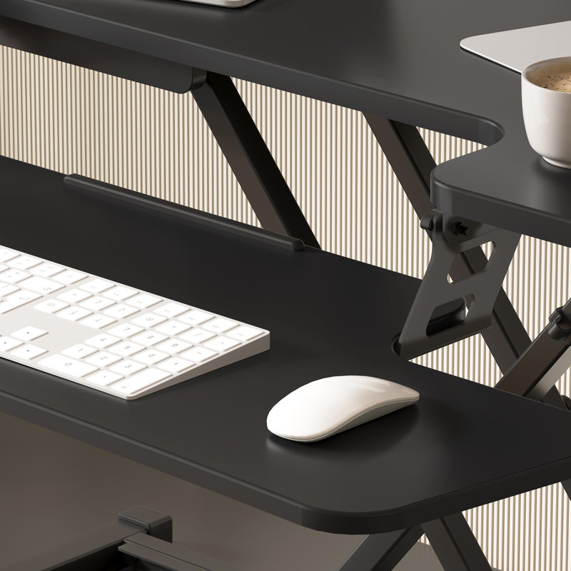Convertisseur de bureau avec plateau à clavier amovible, H 19,7 po x l 32 po x P 24,1 po, Noir