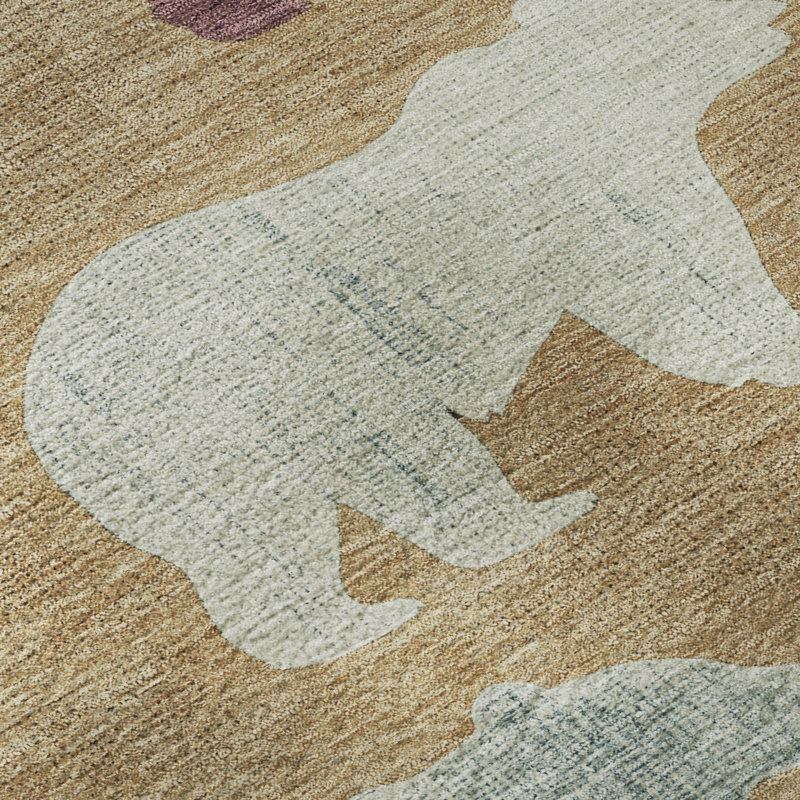 Premium Machine Washable Mayfield AMF2338 Lodge Rug, Gold, 2'6" x 3'10"