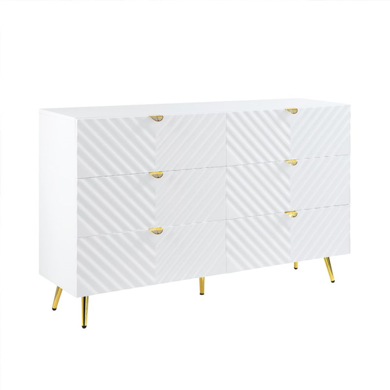 Commode 6 tiroirs Gaines, Blanc