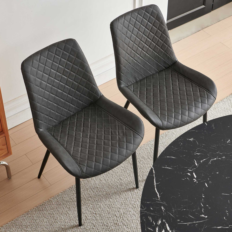 4-Person Dining Set, Black Marble, Dark Gray