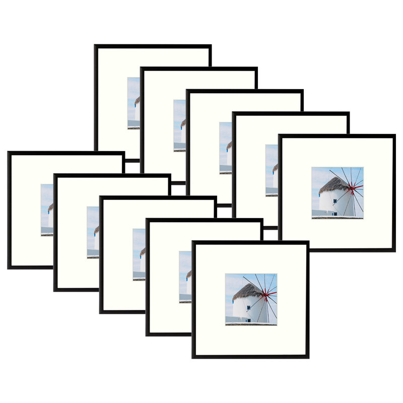 Drennon Metal Picture Frame, 8" x 8" Matted to 4" x 4", Black