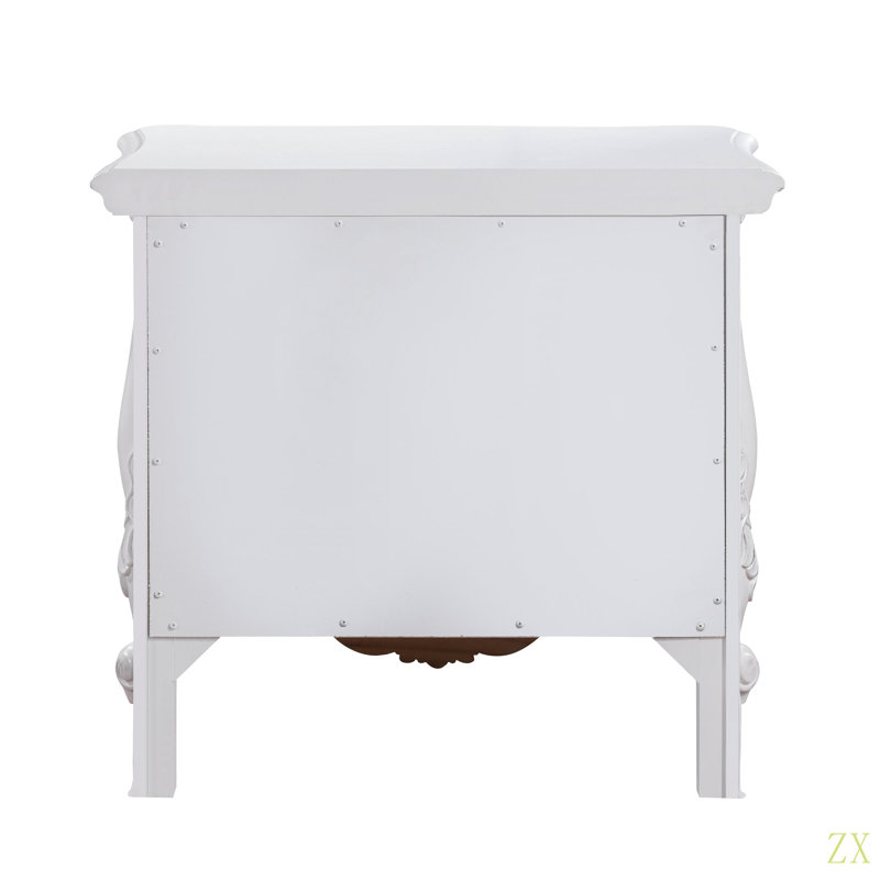 Table de chevet formelle traditionnelle avec meubles de chambre à coucher en bois 2 tiroirs 1Pc