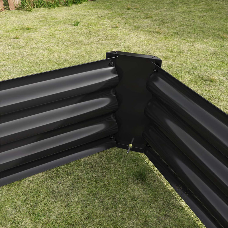 Jardinières en métal avec conception antirouille durable, 6 x 3 x 1 pi, Noir