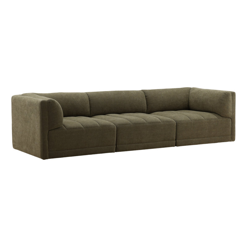 Magda 113" Wide Upholstered Sofa, Terracotta, Olive