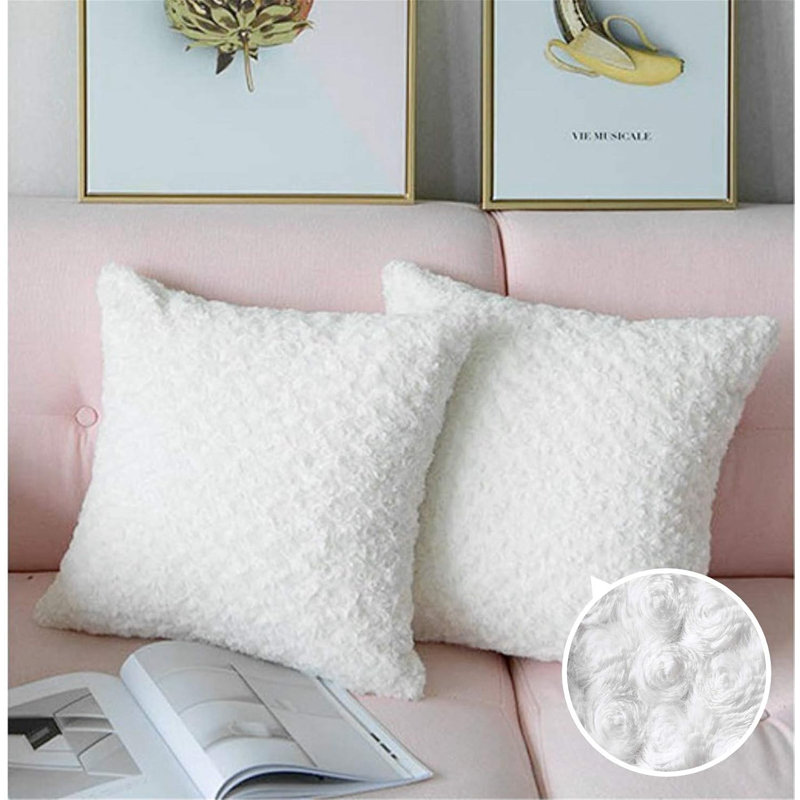 Couvre-coussin décoratif rose 2 pièces, White