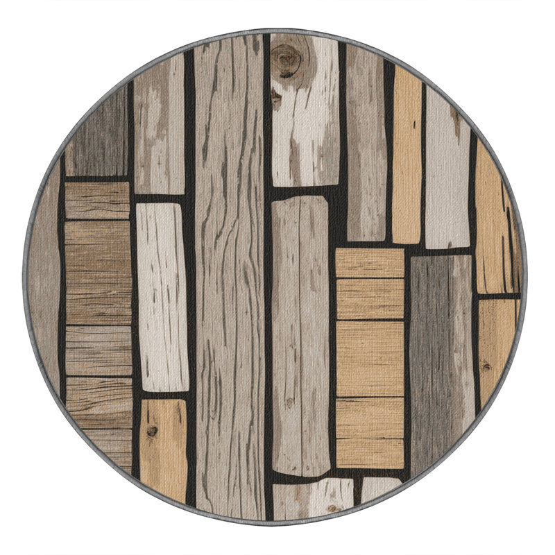  Tapis bord de mer lavable Beach, Rond 7 pi