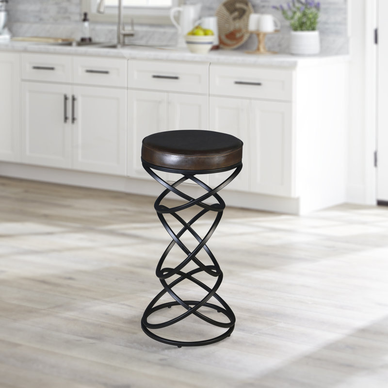 Traun Upholstered Counter Stool with Metal Frame, Tan, Bar Stool (30" Seat Height)