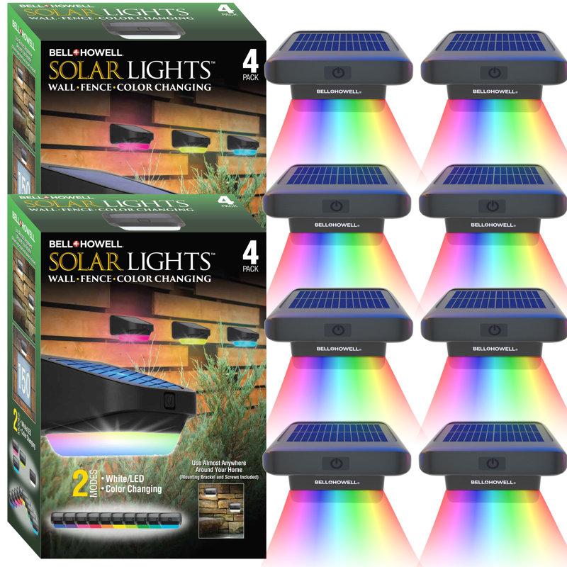 Bell+Howell Solar Deck Fence Lights With Color Changing Mode Feature, Wireless Auto On/off Shut Off